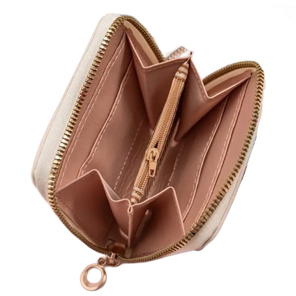 Ice Cream Stitch Faux Leather 4" Wallet Zipper Coin Pocket Credit Card Slot New - Picture 4 of 8